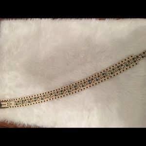 L&D Turquoise Metal Studded Leather Belt